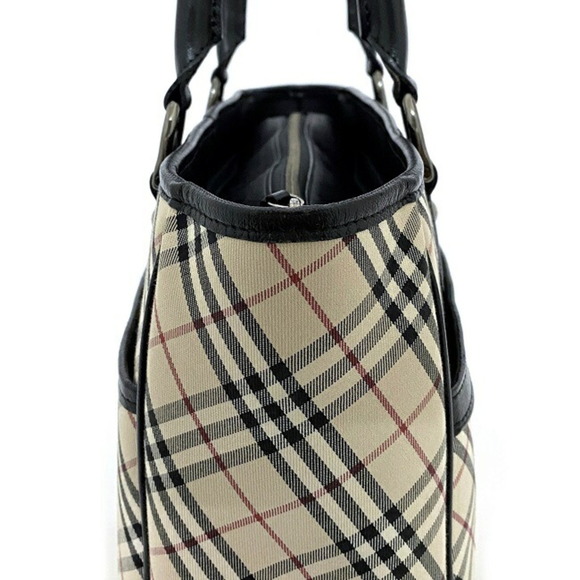Burberry Tote Bag Beige Black Check Nova Handbag Canvas Leather BURBERRY Wome... - Picture 4 of 10